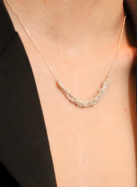 以色列小众设计感项链女925纯银链条编织月亮波光粼粼毛衣链新款