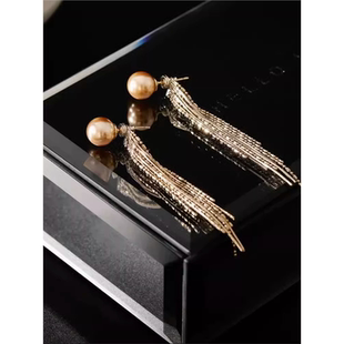 奥特莱斯折扣店撤柜捡漏珍珠流苏9999纯银耳环女配饰s925银防过敏