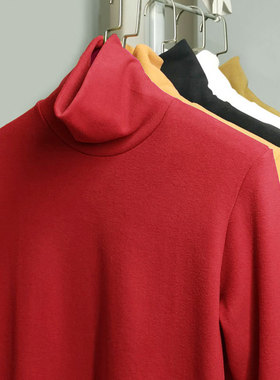 本命年大红色双面发热澳绒打底衫男堆堆高领内搭德绒保暖长袖t恤