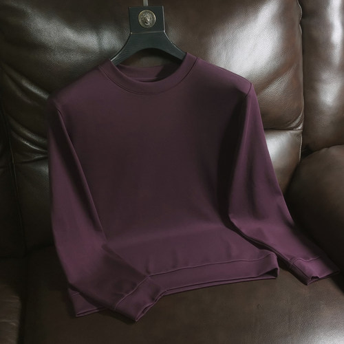 2025新款重磅柔软莱赛尔丝光棉长袖T恤男卫衣无帽打底衫春秋外穿