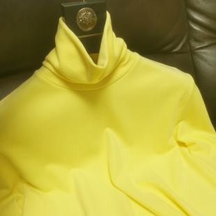 加绒加厚t恤修身 发热磨毛双面澳绒打底衫 男高领内搭德绒黄色长袖