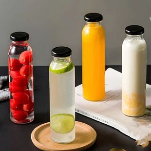 玻璃奶茶瓶 300毫升玻璃水杯随手杯冷泡茶瓶 孝素瓶饮料瓶网红瓶