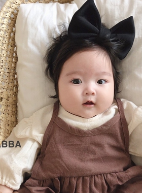 现货韩国童装BBABBA春季新款女宝宝百搭装饰蝴蝶结可爱发带215