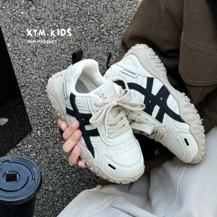 冬季 女童加绒防滑休闲鞋 男童二棉运动鞋 百搭小白鞋 时尚 儿童德训鞋