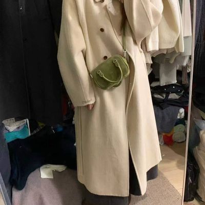 双面羊绒大衣女中长款2025年秋冬新款韩系羊毛高级感米色毛呢外套