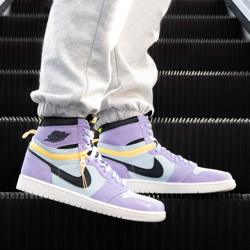 耐克男鞋新款Air Jordan 1高帮aj1拉链黑紫复古篮球鞋 CW6576-500