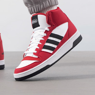 皮面耐磨运动休闲鞋 高帮保暖板鞋 JI3405 2025秋冬新款 阿迪达斯男鞋