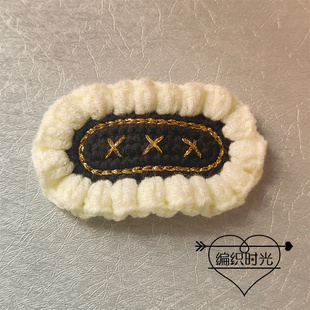 【编织时光手工坊】手工毛线钩织黑白花边金线发夹甜美风DIY边夹