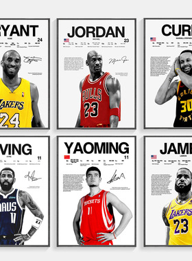 装饰画篮球周边摆件科比库里NBA球星海报挂画卧室墙壁画客厅相框