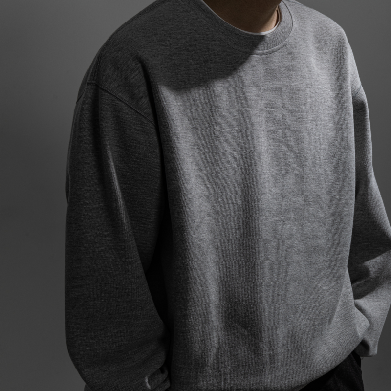 41688 byokcenter 特殊的花灰硬质高密度交叉纹华夫格纹长袖tee