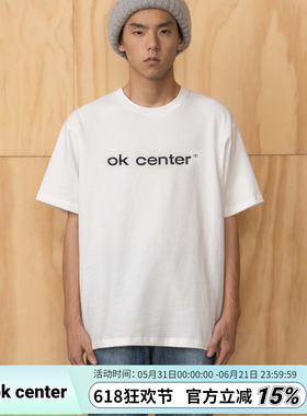 okcenter白黑基础字authentic sanded dry 毛感宽松版型TEE