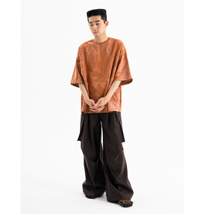 手工扎染雾气脏橘色TEE短袖 office系列 center