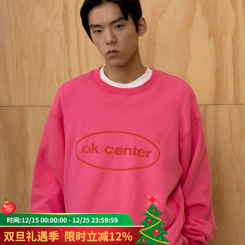 桃红圆圈okcenter套头卫衣ok