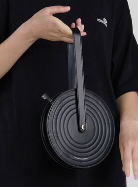 okcenter x esp真皮唱碟概念旋转黑胶手提包包小号