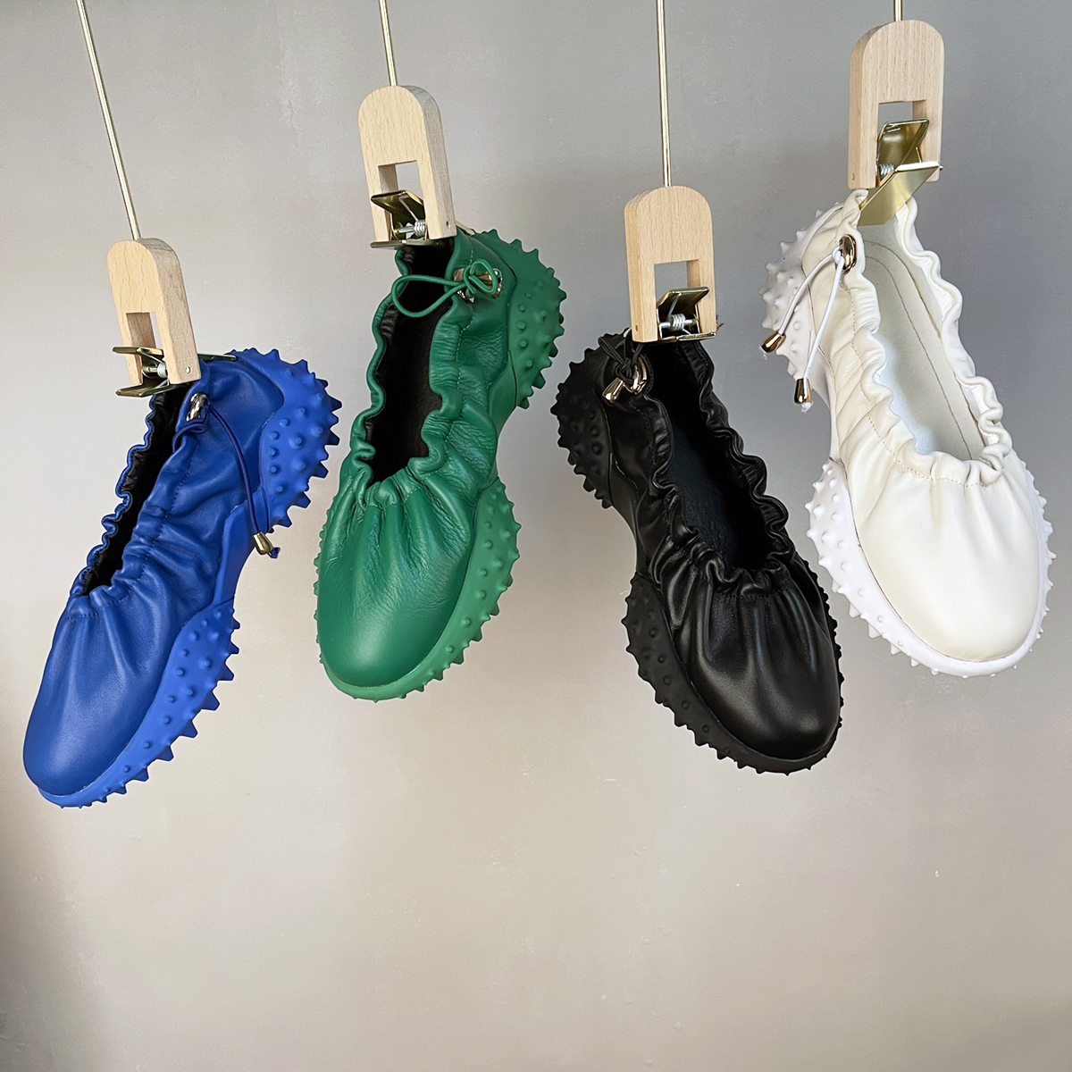 dumah套脚欧美橡筋真皮女单鞋