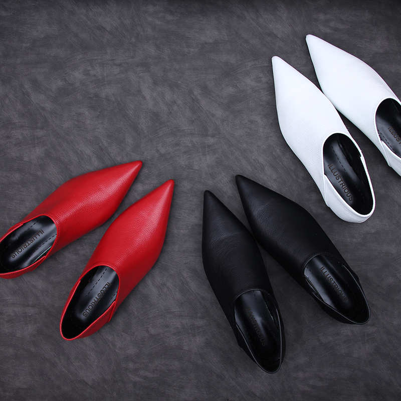 dumah尖头牛皮英伦风女单鞋