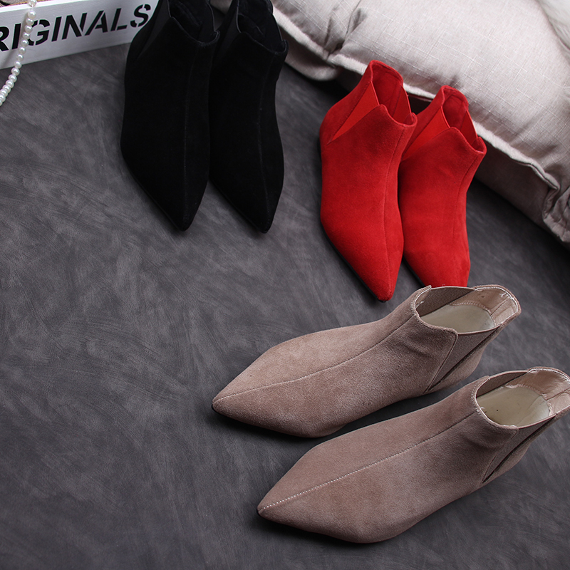 范协欧美切尔西平底里外全皮女靴