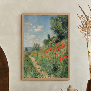 夏日田野客厅卧室沙发植物花卉文艺走廊装 饰画挂画艺术框油画壁画