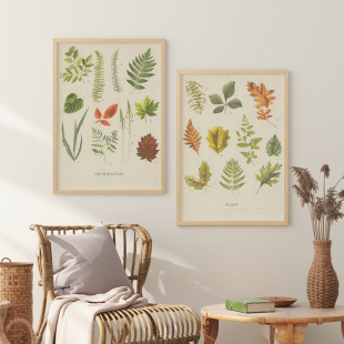 植物之叶客厅卧室沙发酒店自然植物花卉装 饰画挂画艺术框油画壁画