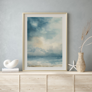 静谧海岸客厅卧室沙发海边沙滩风景摆件装 饰画挂画艺术框油画壁画