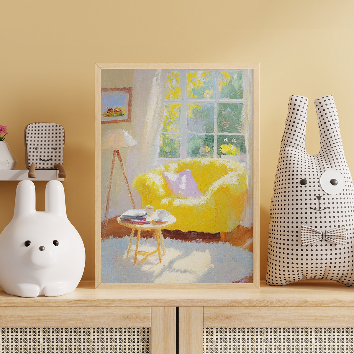 午后暖光客厅卧室沙发玄关幼儿园儿童房装饰画挂画艺术框油画壁画图片