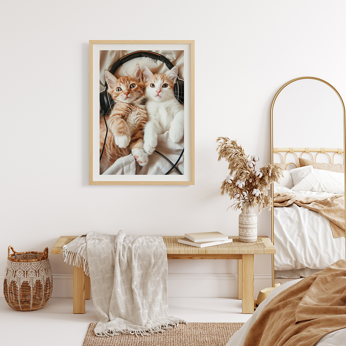 音乐治愈时光客厅卧室沙发酒店宾馆动物猫装饰画挂画艺术油画壁画图片