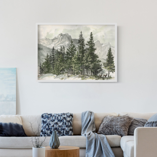 羚羊山谷客厅鹿卧室沙发动物风景自然装 饰画挂画艺术框油画壁画