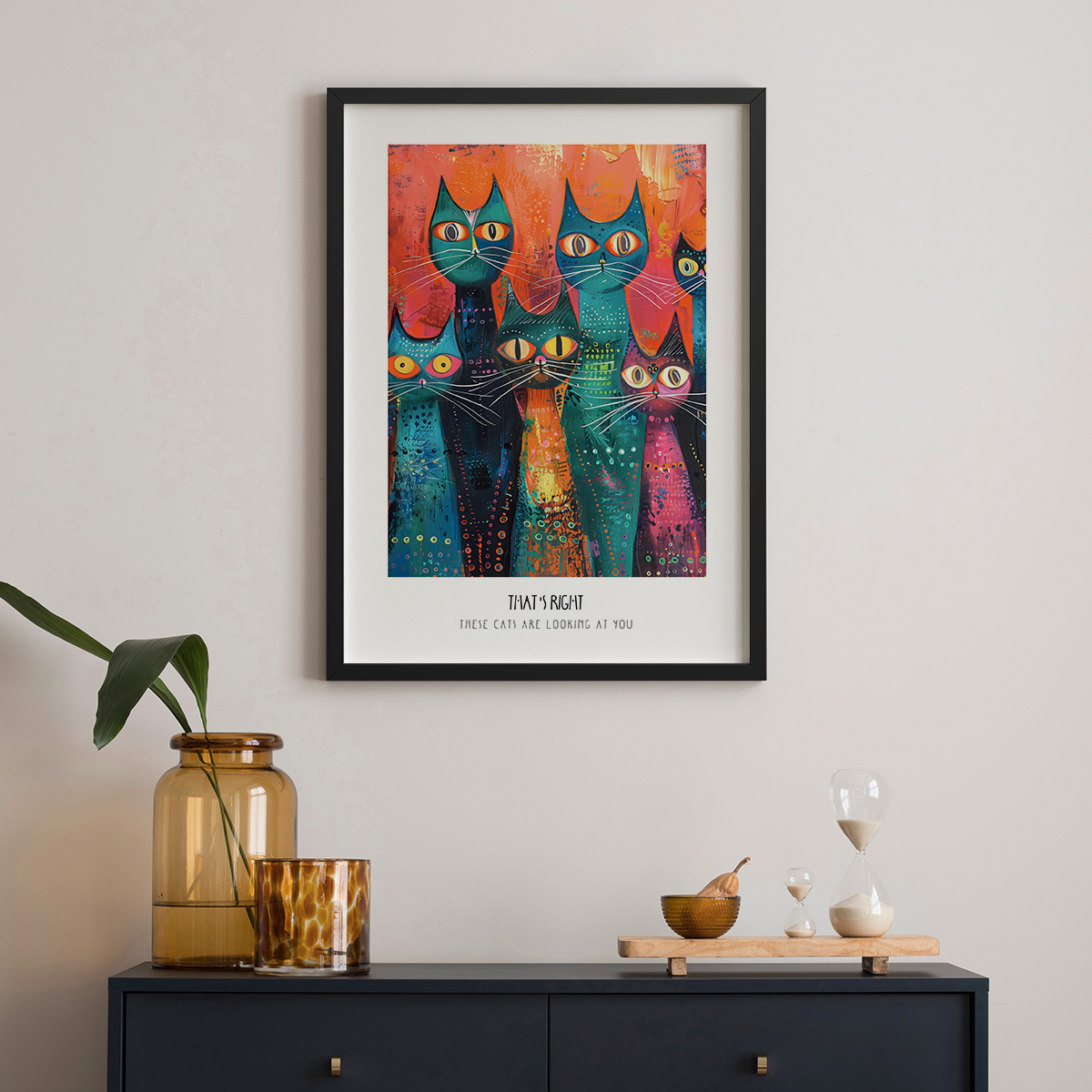 客厅摆件单幅走廊动物猫抽象文艺装饰画挂画艺术框油画壁画墙壁图片