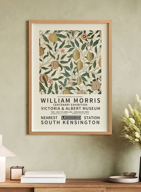 威廉莫里斯装饰画挂画框客厅卧室玄关单幅过道壁画宾馆民宿抽象