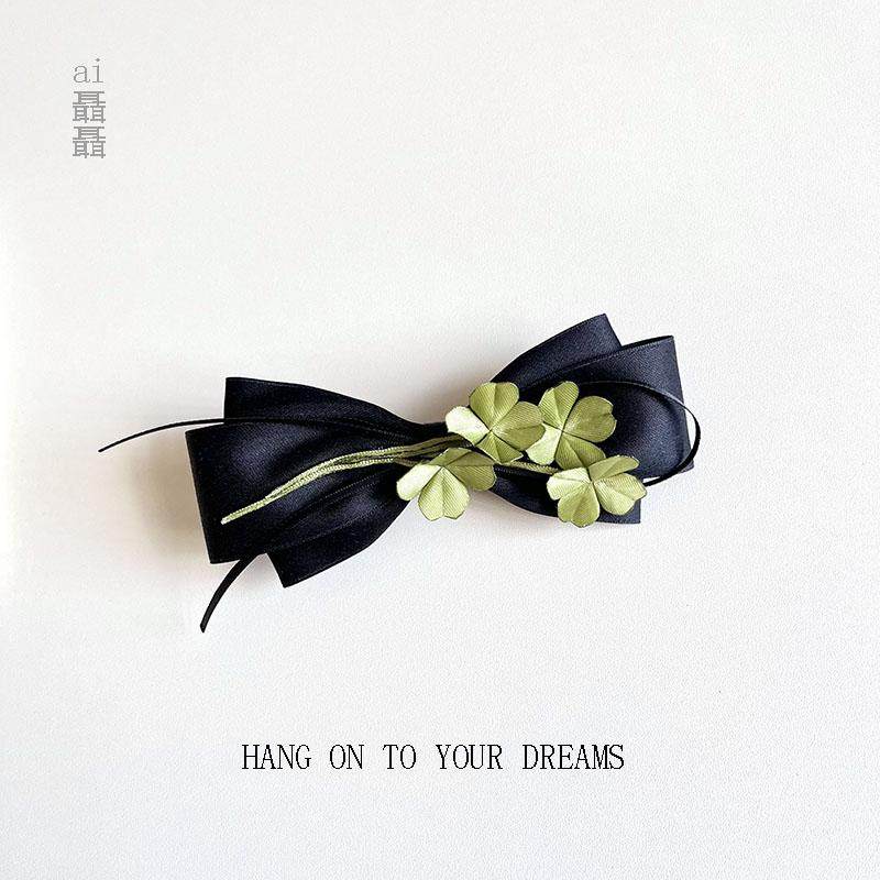 荷花苞蝴蝶结黑色气质发夹高级感