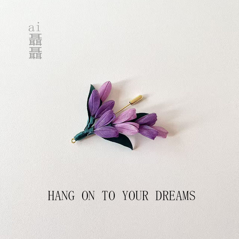 ai聶聶紫色郁金香小花束胸针气质优雅精致手工胸花配饰西装大衣女
