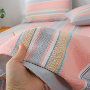 外贸品质A类 小清新加厚老粗布床单纯棉传统亚麻凉席三件套夏凉感