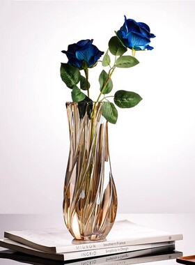 北欧轻奢水晶玻璃花瓶透明客厅酒店插花玫瑰百合鲜花装饰花器摆件