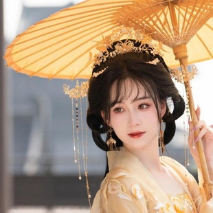 汉服头饰高颜值古风婚嫁敬富贵发簪发冠耳环套装少女仙簪子饰品