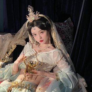 原创国风汉服头冠男女通用cos堕仙武侠华美复古长流苏发冠