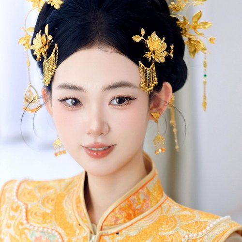 新娘发钗步摇百搭头饰金色流苏龙凤褂秀禾服中式婚礼手工喜庆配饰