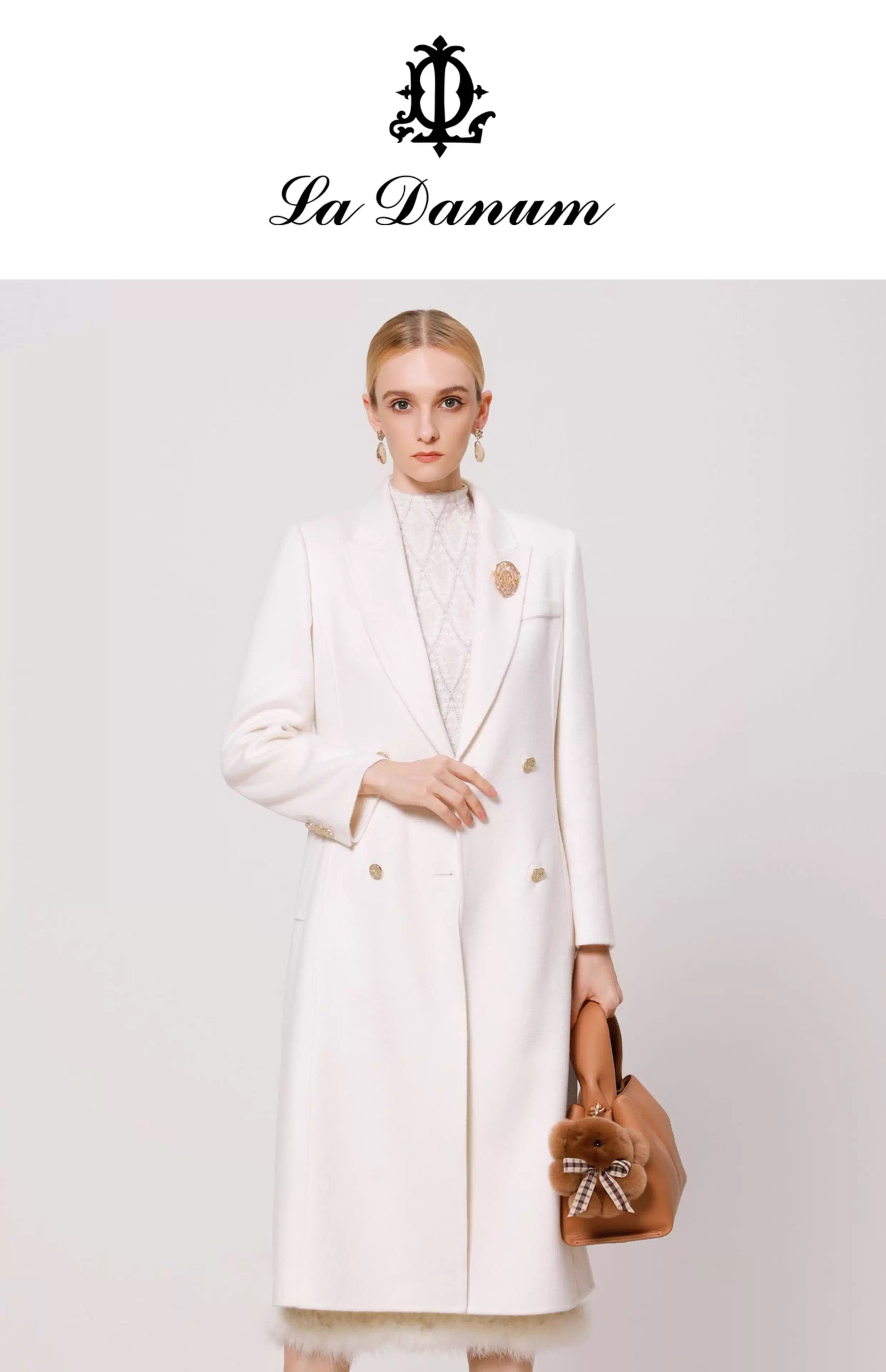 2024年商场专柜同款阿丹娜翻领双排扣纯山羊绒大衣LDA449DNH0正品