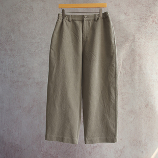 棉和纸碧纹染卡其绿色半松紧腰赛长安休闲裤 新款 26春季 云芝元