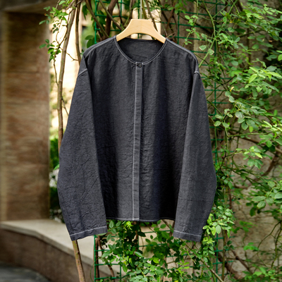 云芝元 夏款天然面料汉麻亚麻透气亲肤长袖舒适透气衬衣 样衣