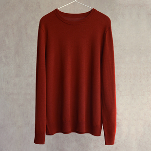 打底衫 德国扬子精纺砖红纯羊毛圆领横机针织男士 1123M 冬款 云芝元