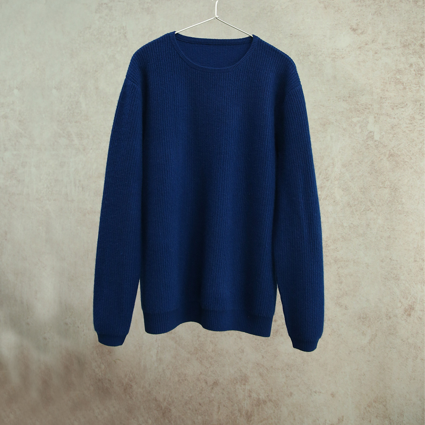 云芝元 康赛妮纯羊绒男款圆领藏蓝色羊绒衫套头衫针织毛衣1210-M