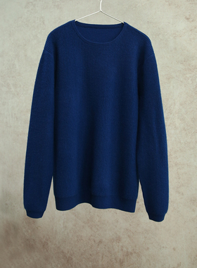 云芝元 康赛妮纯羊绒男款圆领藏蓝色羊绒衫套头衫针织毛衣1210-M