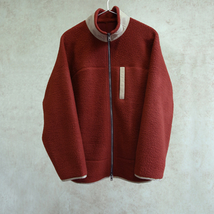 外套1201 红棕色羊毛棉摇粒绒拉链立领保暖开衫 新冬款 云芝元