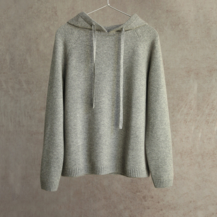 宽松套头毛衣1202M 康赛妮纯羊绒灰色连帽羊绒帽衫 云芝元 新冬款