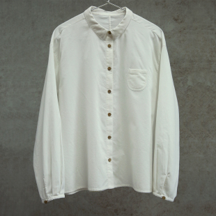 0602 白色纯棉细灯芯绒翻领休闲衬衫 设计师秋冬款 云芝元