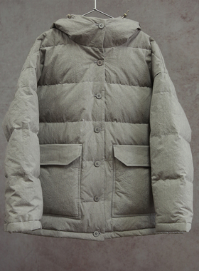 云芝元 新冬款进口全棉日晒干灰色95白鹅绒连帽保暖羽绒服2902-M