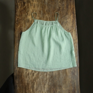 云芝元 吊带打底背心 水粉色浅蓝色浅绿色藕粉色苎麻轻薄透气夏季