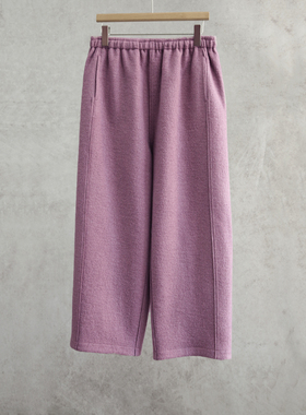 云芝元 新冬款灰紫色羊毛棉半松紧腰女士三片式休闲裤3101-M