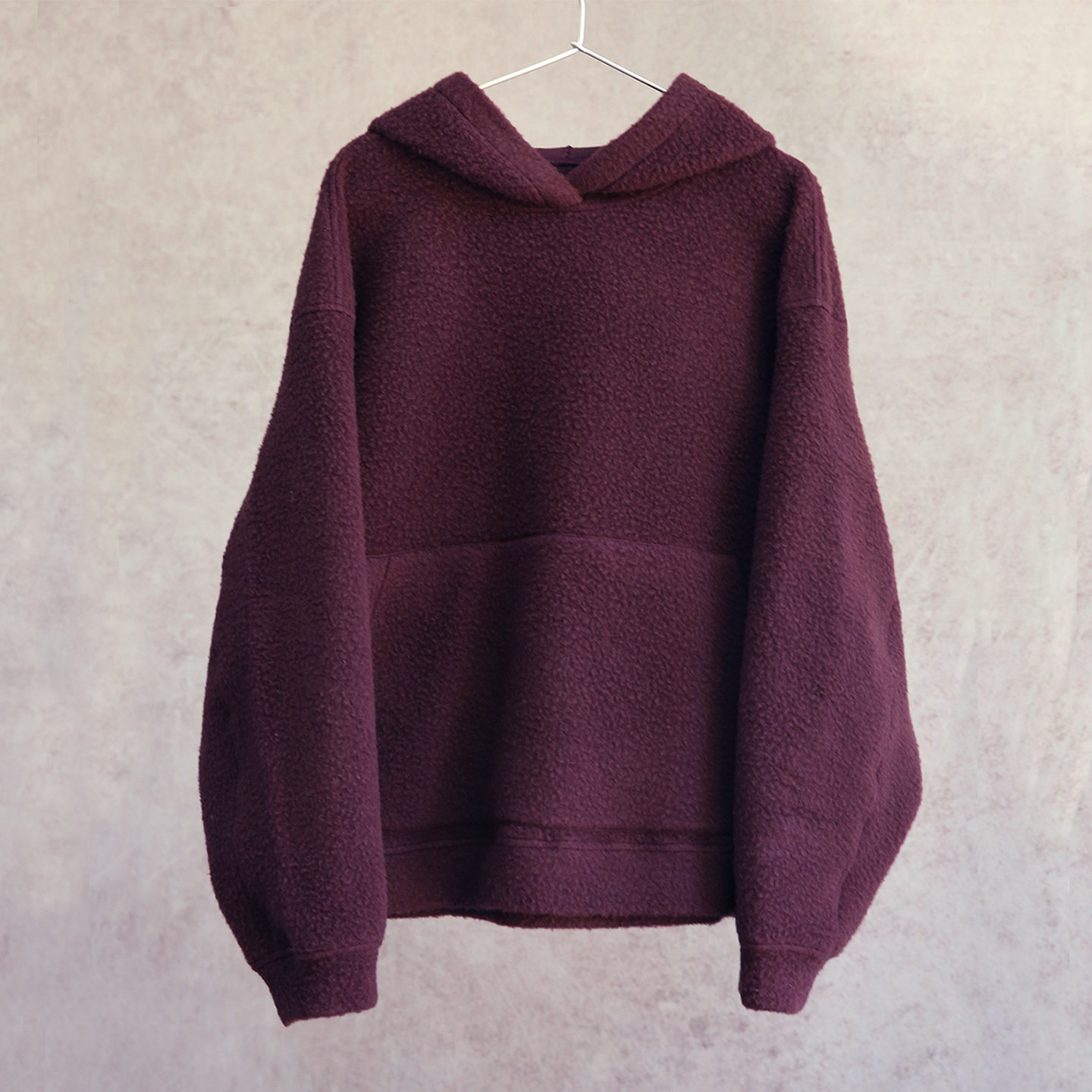 云芝元 新冬款酱紫色羊毛棉摇粒绒套头卫衣连帽保暖帽衫外套1707M