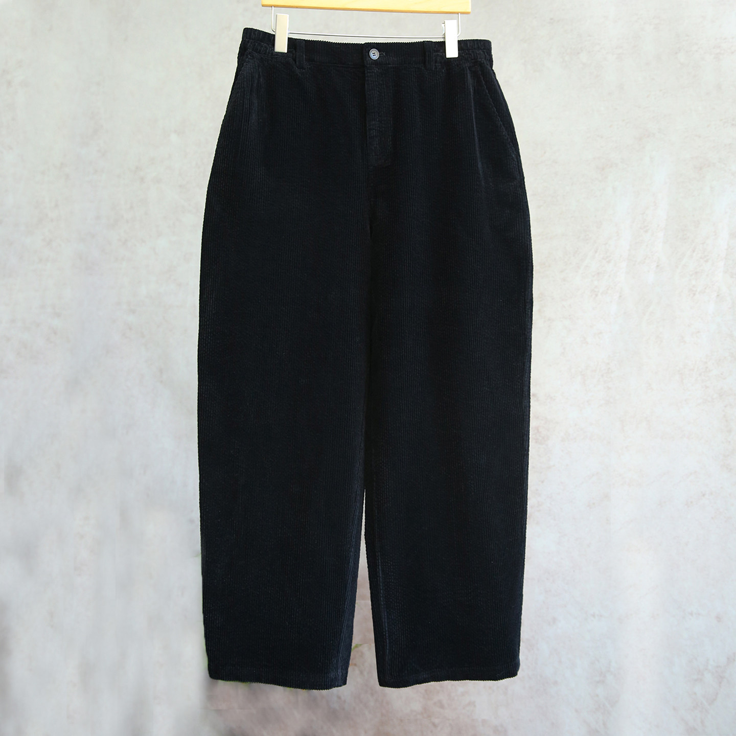 云芝元 设计师新冬款黑色灯芯绒牦牛绒棉半松紧腰男款长裤2705-S